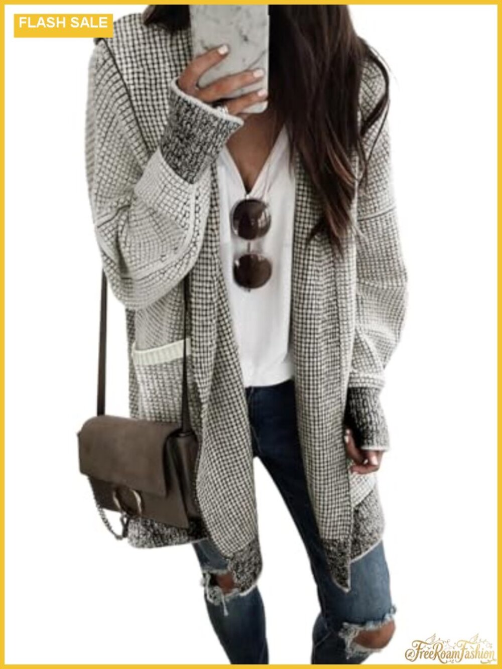 Sidefeel Open Front Hooded Cardigan Sweater